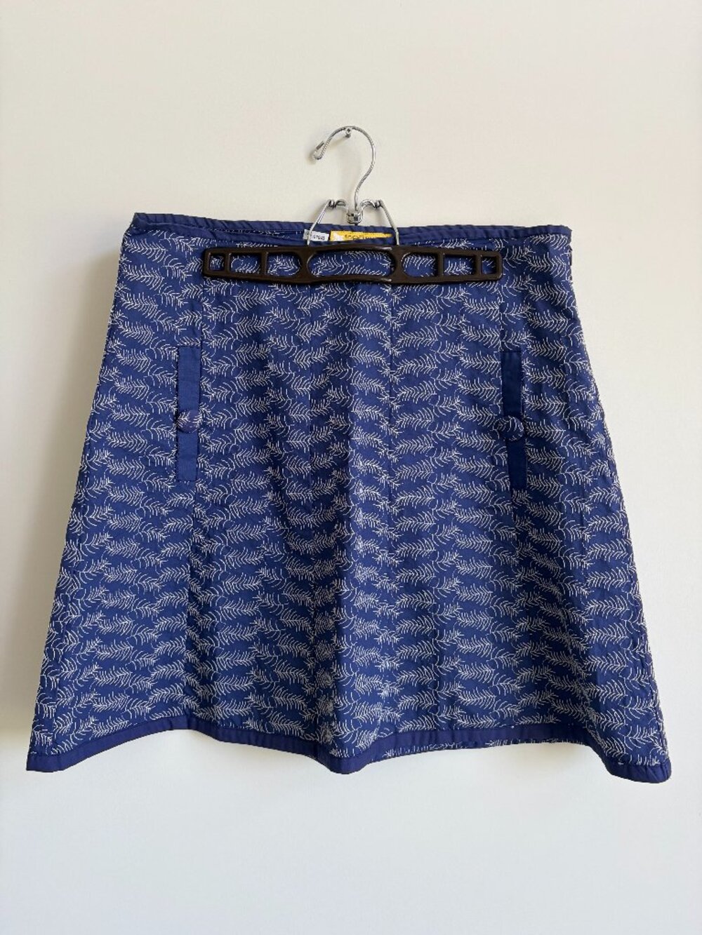 Ingenue 100% cotton embroidered skirt dark blue with abstract leaf embroidery 6